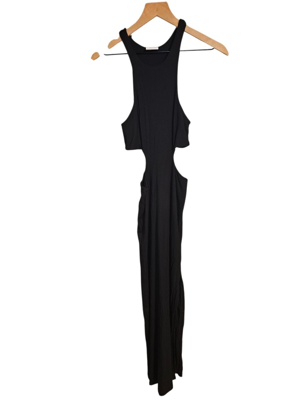 STILLWATER Black Ribbed Cut Out Sides Bodycon Tank Dress - Medium
